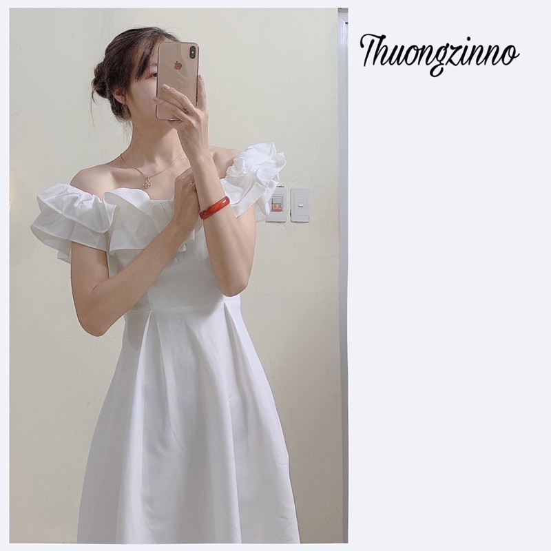 [Ảnh thật/Video]Đầm trắng trễ vai Victoria thiết kế bồng bềnh Váy trắng công chúa đẹp nhẹ nhàng