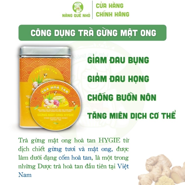 Trà Gừng Mật Ong HYGIE Giảm Ho, Trà Gừng Hòa Tan Phòng Cảm Cúm TinyVillage Có Mẫu nhỏ