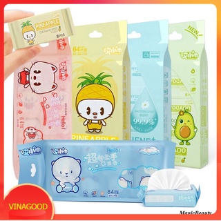 Bịch 8 gói khăn ướt, khăn giấy ướt mini bỏ túi hoạt hình dễ thương tiện lợi vinagood