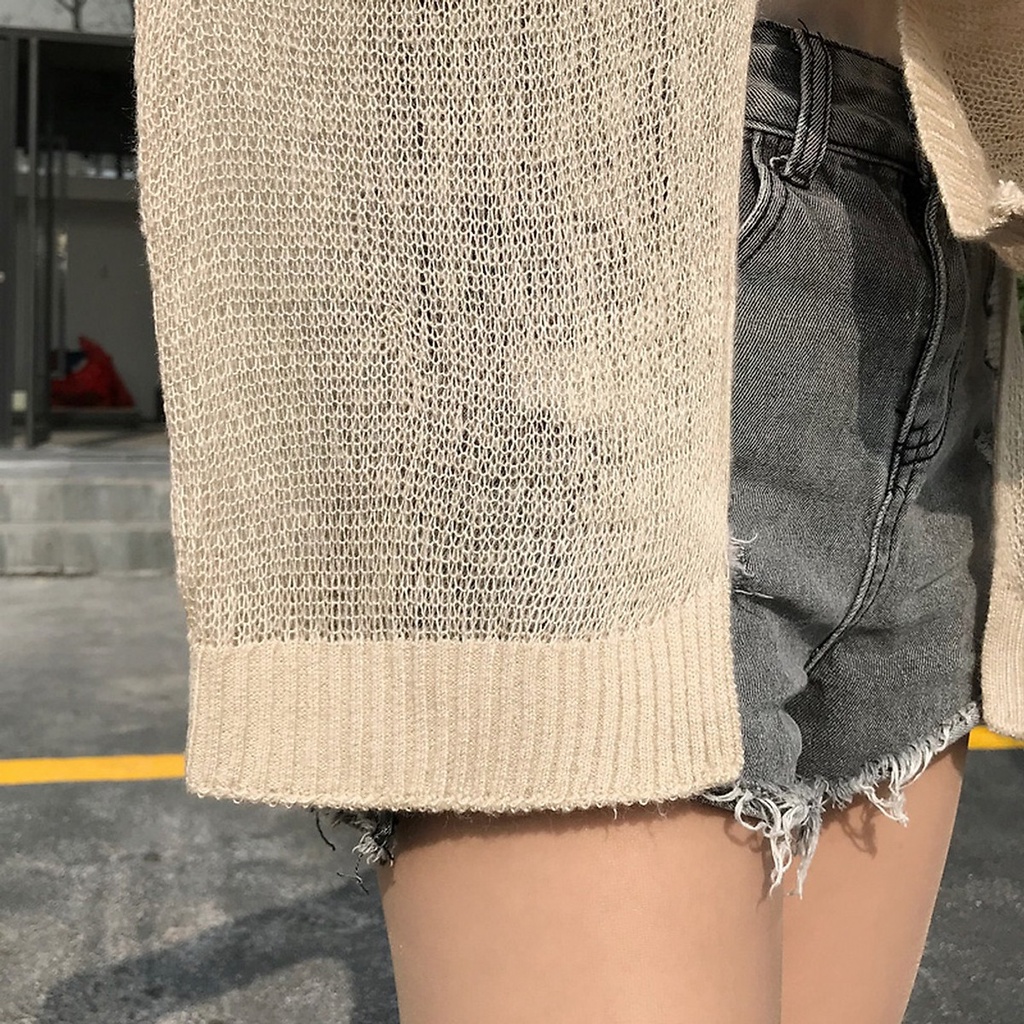Áo khoác Cardigan len mỏng nữ, Áo gió đi biển mỏng nhẹ mặc với đầm maxi Cao Cấp phong cách Ulzzang - MiNhi