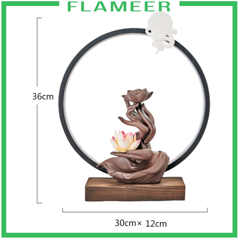 [FLAMEER] Ceramic Backflow Waterfall Incense Burner LED Light