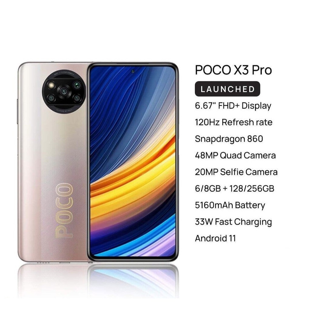 Điện Thoại POCO X3 Pro 6GB/128GB pin 5160 mAh Android 11 Qualcomm® Snapdragon™ 860 (7nm) - Bảo hành chính hãng