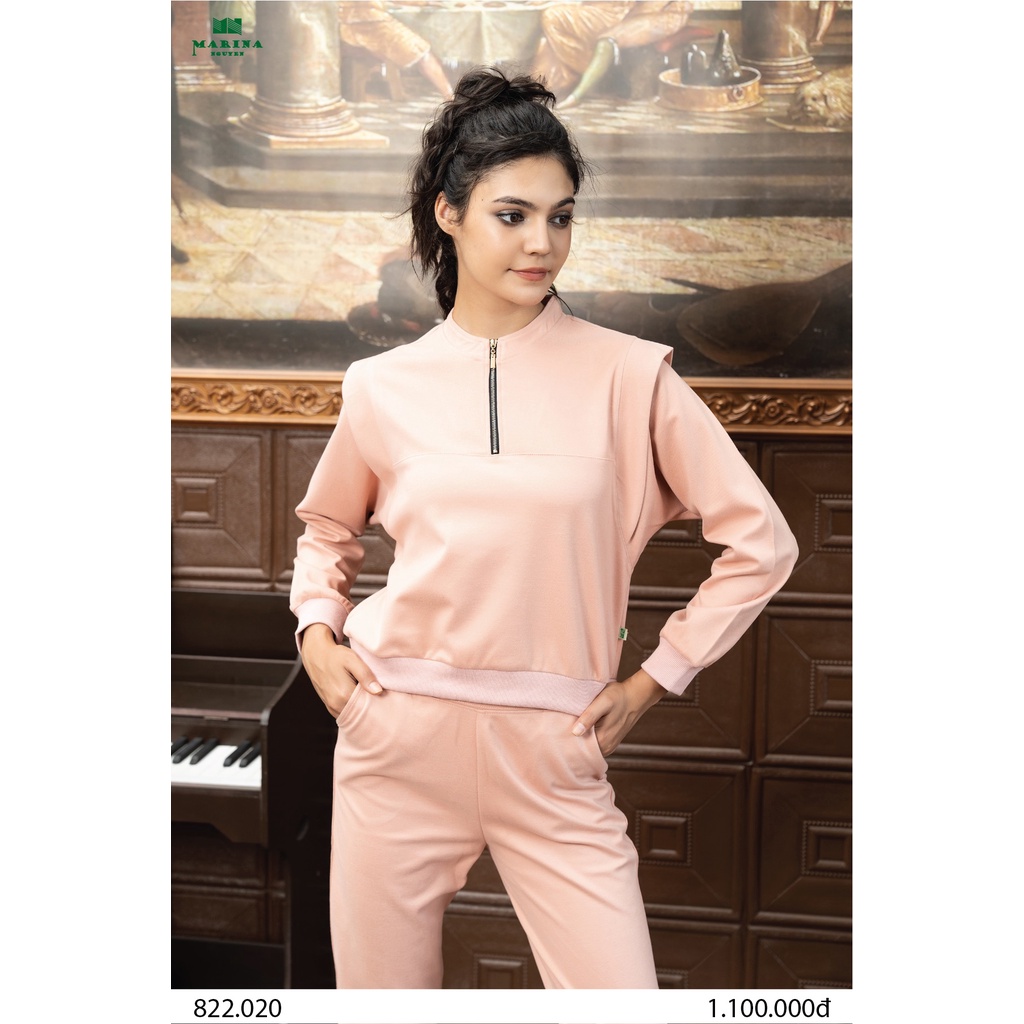 Bộ Đồ Thu Đông Nữ MARINA NGUYỄN Thiết Kế Dài Tay, Kiểu Dáng Trẻ Trung, Chất Liệu Dạ Mềm Mịn - 822020