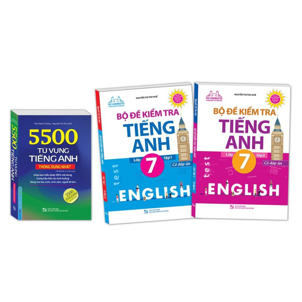 Sách - Combo 5500 từ vựng tiếng Anh thông dụng + Bộ đề kiểm tra tiếng Anh lớp 7 (trọn bộ 2 tập)