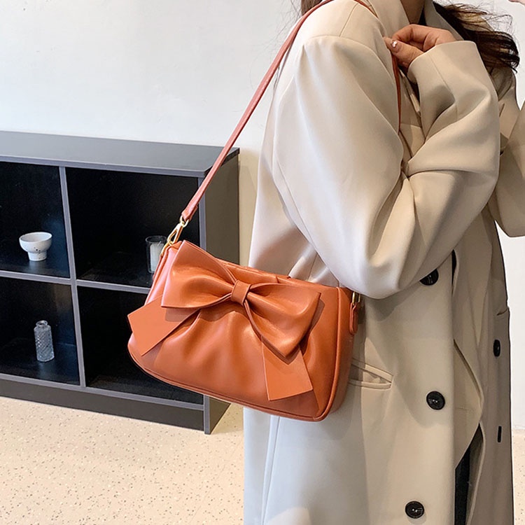 Ielgy Túi đeo dưới cánh tay Vuông Nhỏ Đính Nơ Phổ Biến Cho Nữ