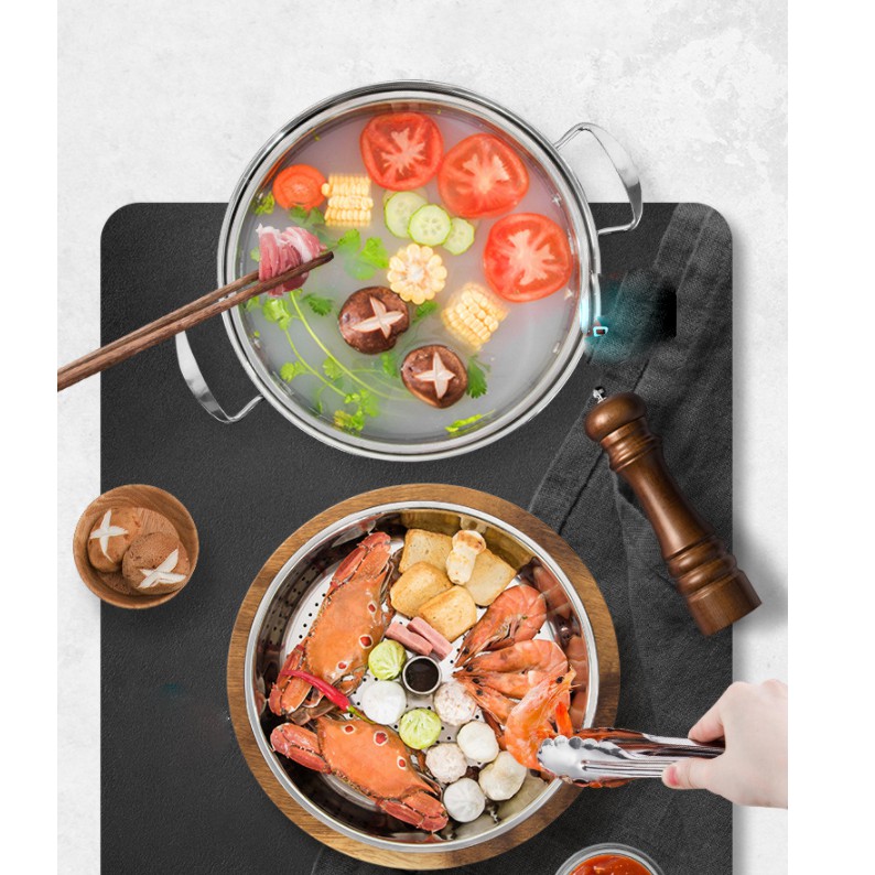 Nồi lẩu hấp 2 tầng tiện lợi dùng cho mọi loại bếp IN71