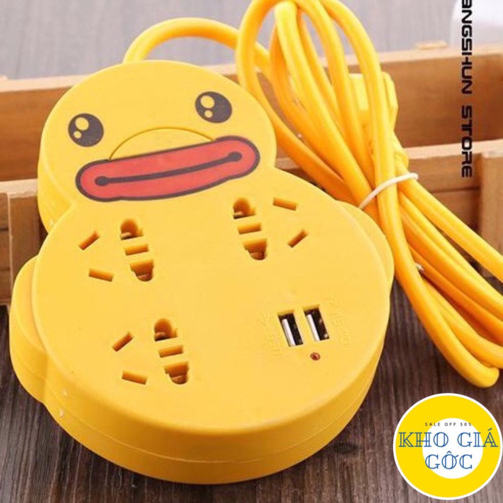 Ổ Điện Hình Con Vịt Vàng Siêu Dễ Thương Ổ Điện Đa Năng Tích Hợp Cổng Sạc USB