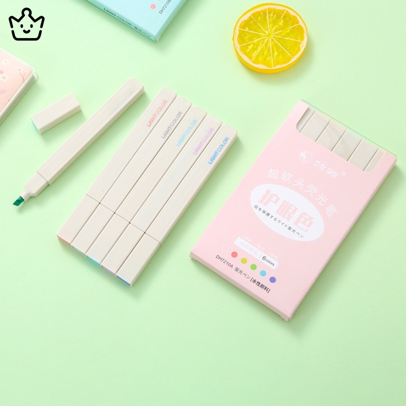 Set 6 Bút Dạ Quang Mềm Mại Nhanh Khô JP6