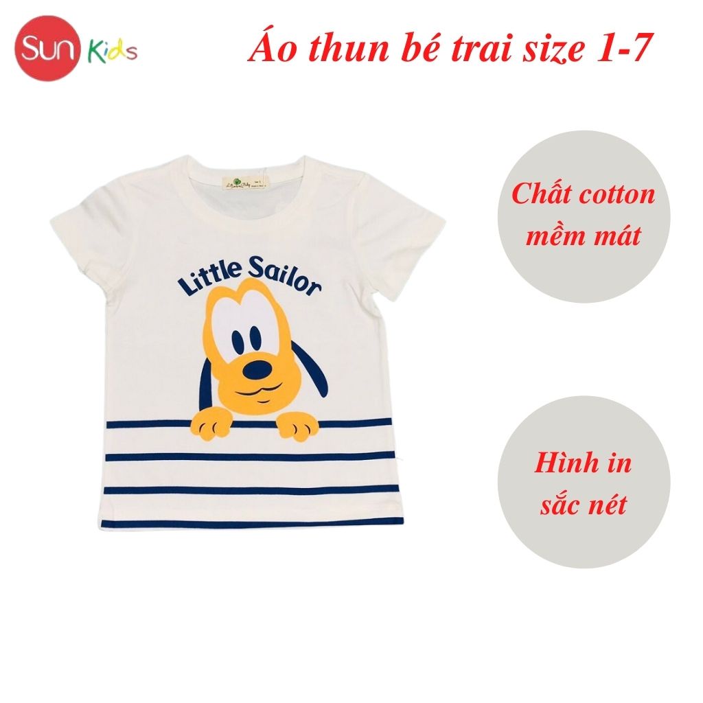 Áo thun bé trai, áo phông cho bé trai chất cotton nhiều màu, size 1-7 tuổi - SUNKIDS