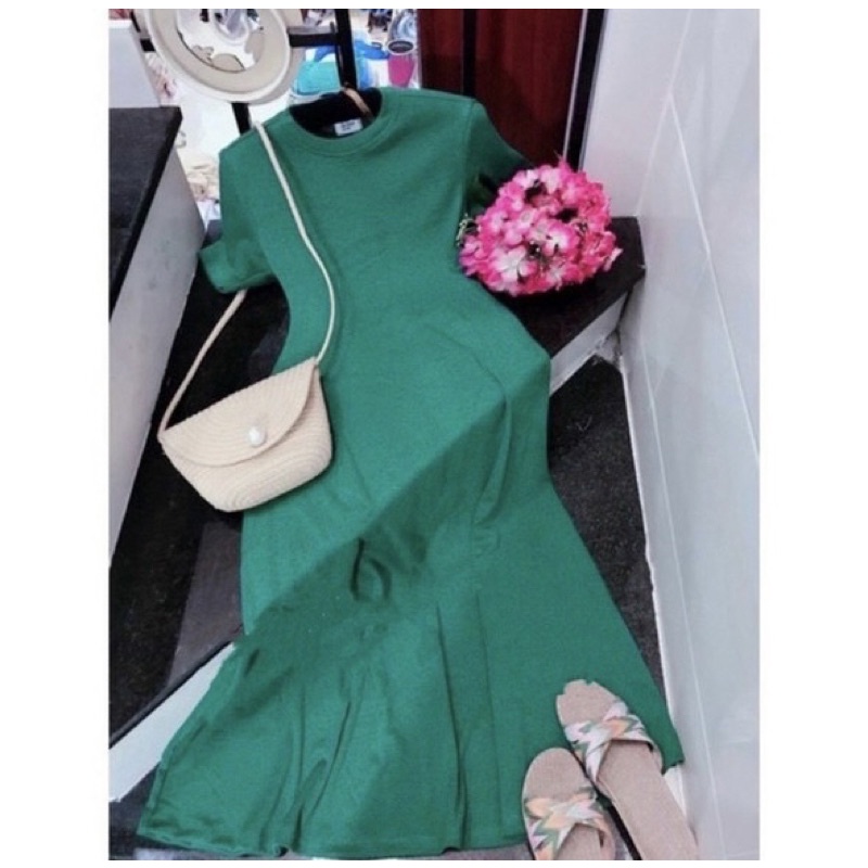 Đầm Body Thun Dáng Dài Xẻ Tà Năng Động Màu Đen (Hàng Sẵn, Ảnh Thật) alohashop91