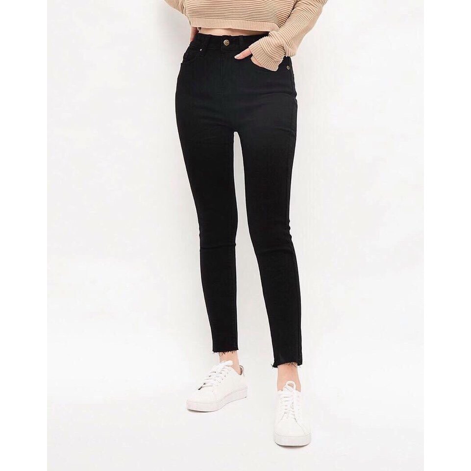 Quần Jeans Nữ Đen Trơn