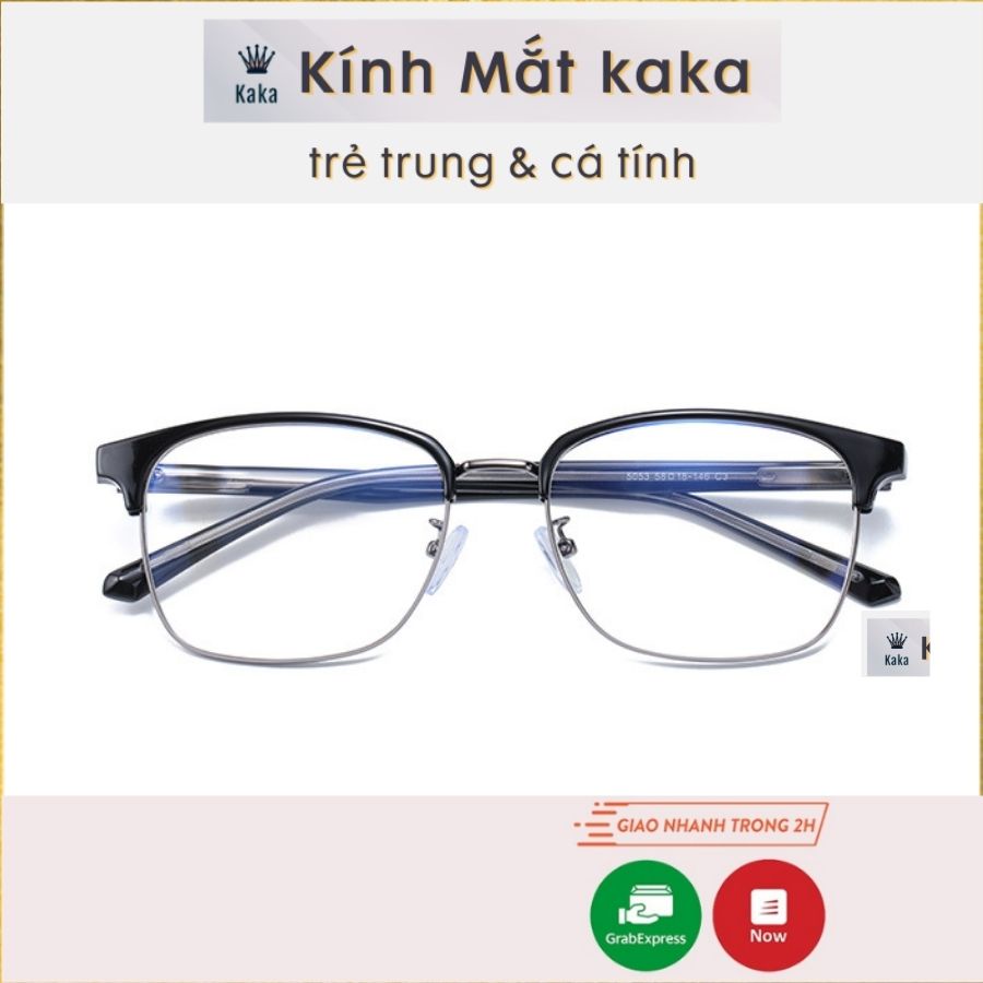 Gọng kính cận kim loại nam nữ kaka mắt vuông cơ bản dễ đeo màu sắc thời trang 03