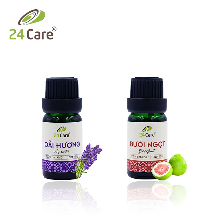 Combo 2 chai Tinh dầu Hoa Lavender &amp; Tinh dầu Bưởi Ngọt 24Care 10ml