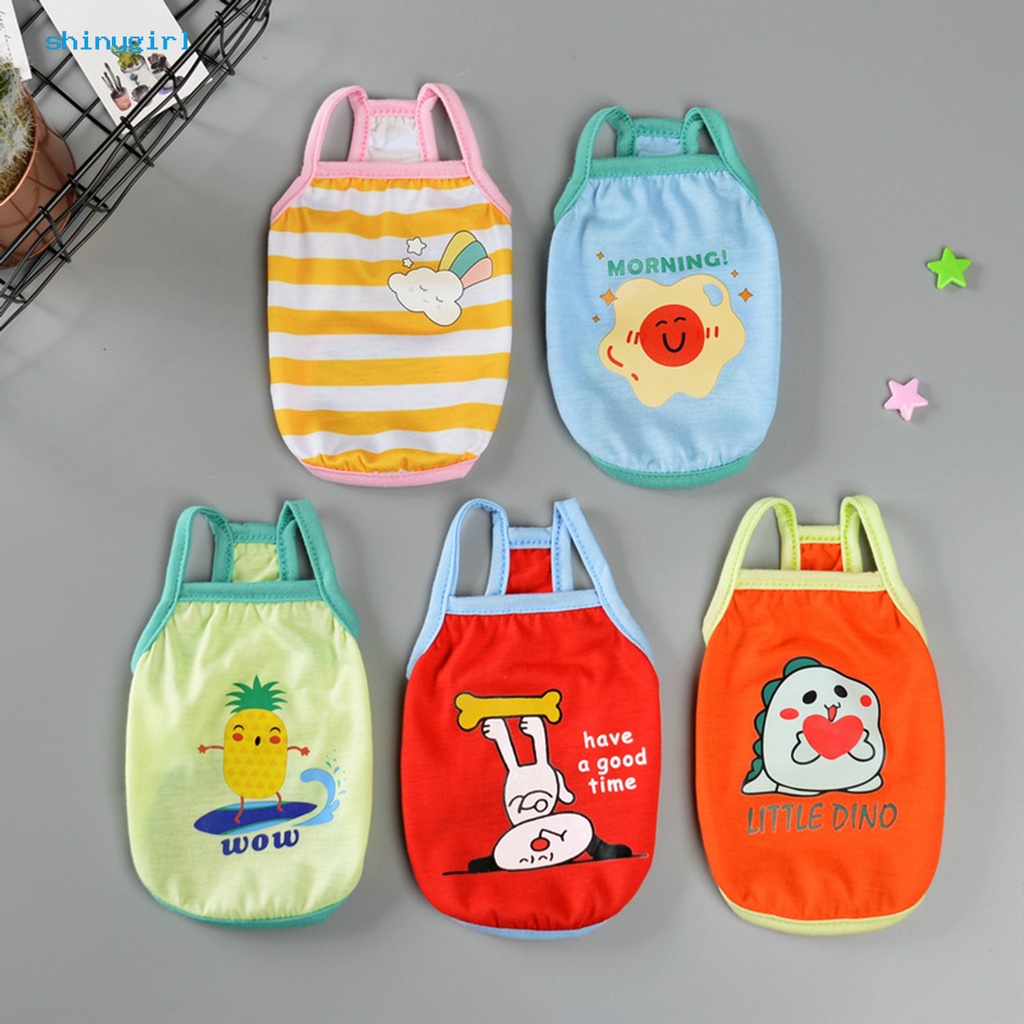 Áo Cotton Hai Dây In Họa Tiết Hoạt Hình Thời Trang Mùa Hè Cho Cún Cưng