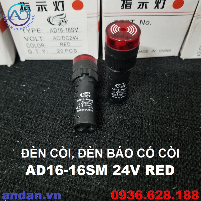 Đèn báo có còi, Còi cảnh báo phi 16 phi 22, Đèn báo nguồn có còi AD16-16SM AD16-22SM