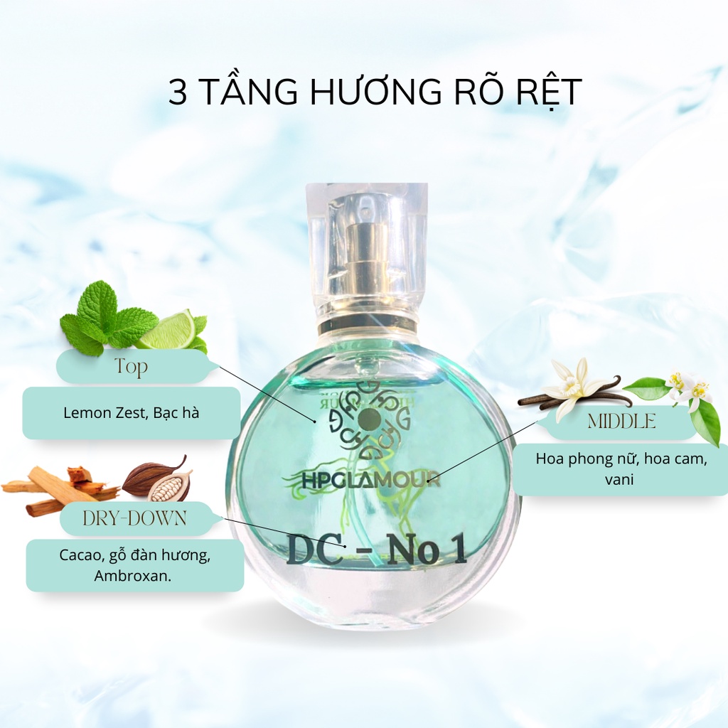 Nước Hoa Nữ Thơm Lâu HPGLAMOUR Dc-No1 Hương Hoa Cỏ Nhẹ Nhàng Tươi Mát Lưu Hương 8h-12h Dung Tích 30ml