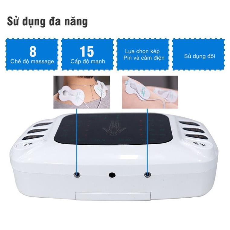 Máy Mát Xa Xung Điện, Máy Massage Trị Liệu 8 Miếng Dán, Máy Xung Điện Trị Liệu