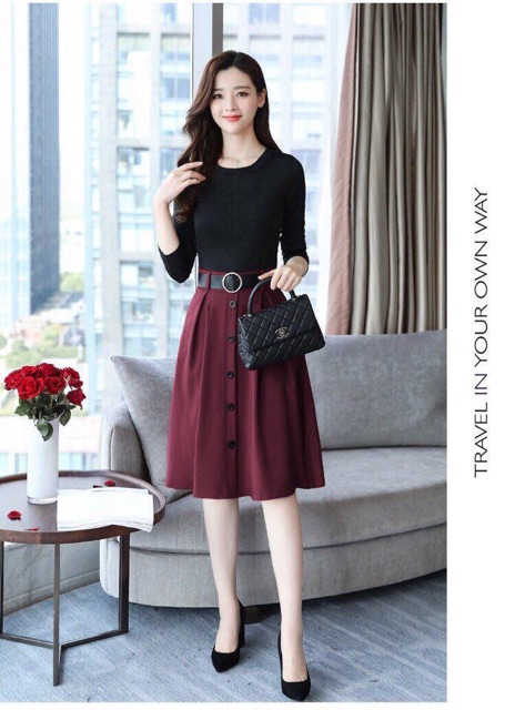 CHÂN VÁY MIDI PHỐI NÚT XINH ĐẸP | BigBuy360 - bigbuy360.vn