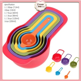 Bộ cup thìa đong 6 màu (6 cái)