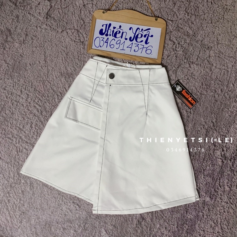 Quần GIẢ VÁY VIỀN CHỈ NỔI chân váy cạp cao chéo // THIÊN YẾT HÌNH THẬT