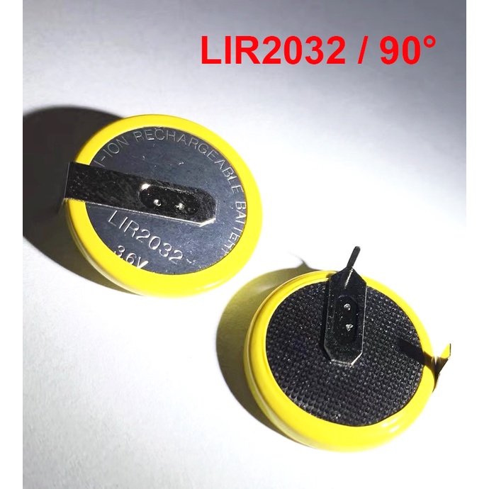 Pin nuôi nguồn LIR2032 3.6V chân hàn 90 độ