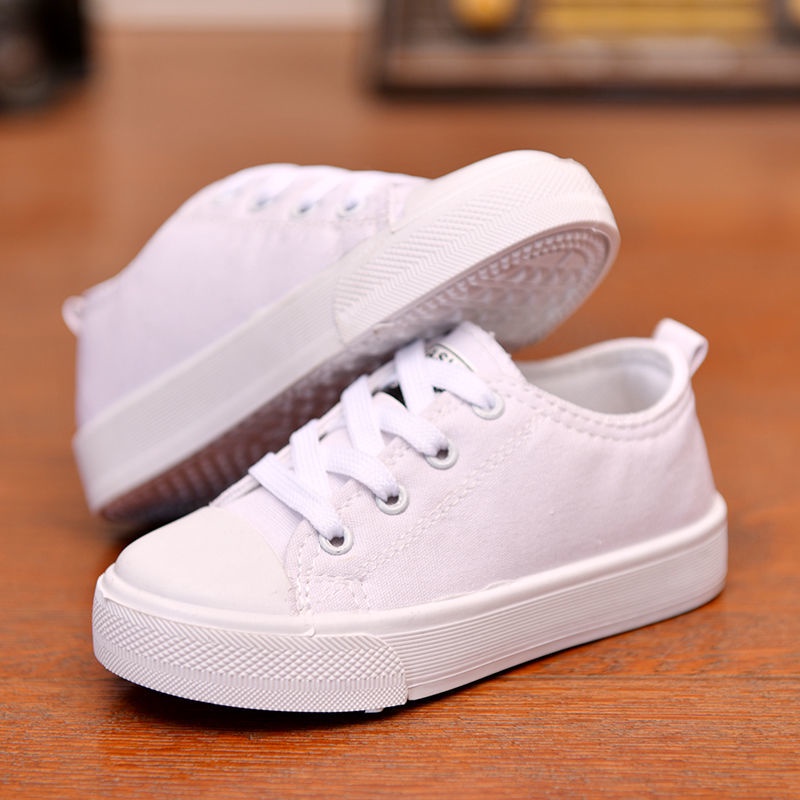 Giày Thể Thao Vải canvas Cổ Thấp Thoáng Khí Màu Trắng Đen Xinh Xắn Cho Bé