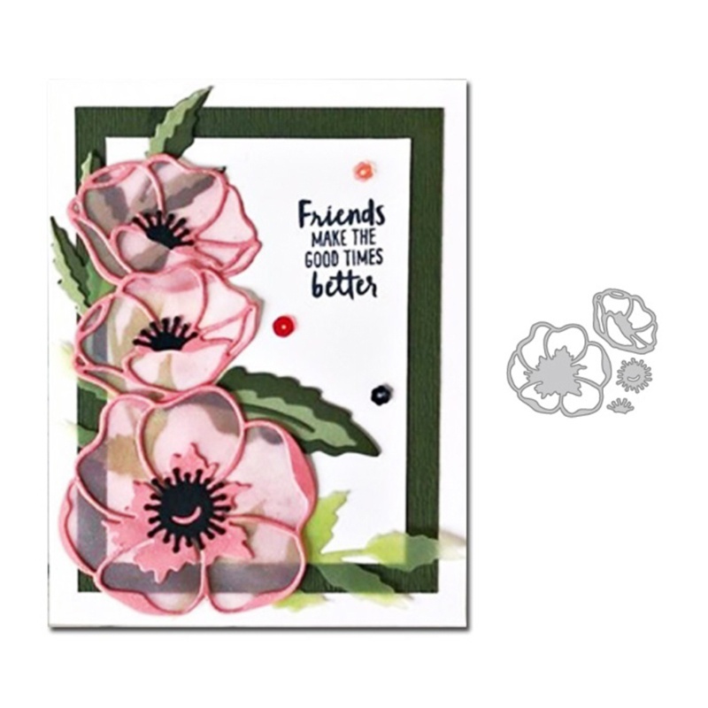 QQ Khuôn Cắt Giấy Kim Loại Họa Tiết Hoa 3D Xinh Xắn Dùng Trang Trí Thiệp Sổ Tay DIY