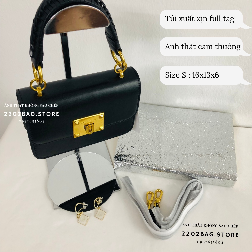 Túi CNK xuất xịn mini chất da PU cam cấp trơn đeo vai cầm tay cho nữ ảnh video quay thật