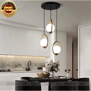 Đèn thả 3 đèn bàn ăn phòng khách quả cầu thủy tinh decor