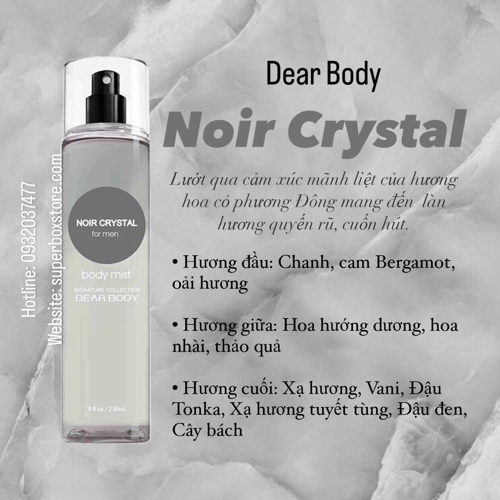 Body Mist Nam - Body Mist Dear Body For Men 236ml -Fine Fragrance Mist - AnhLa Store