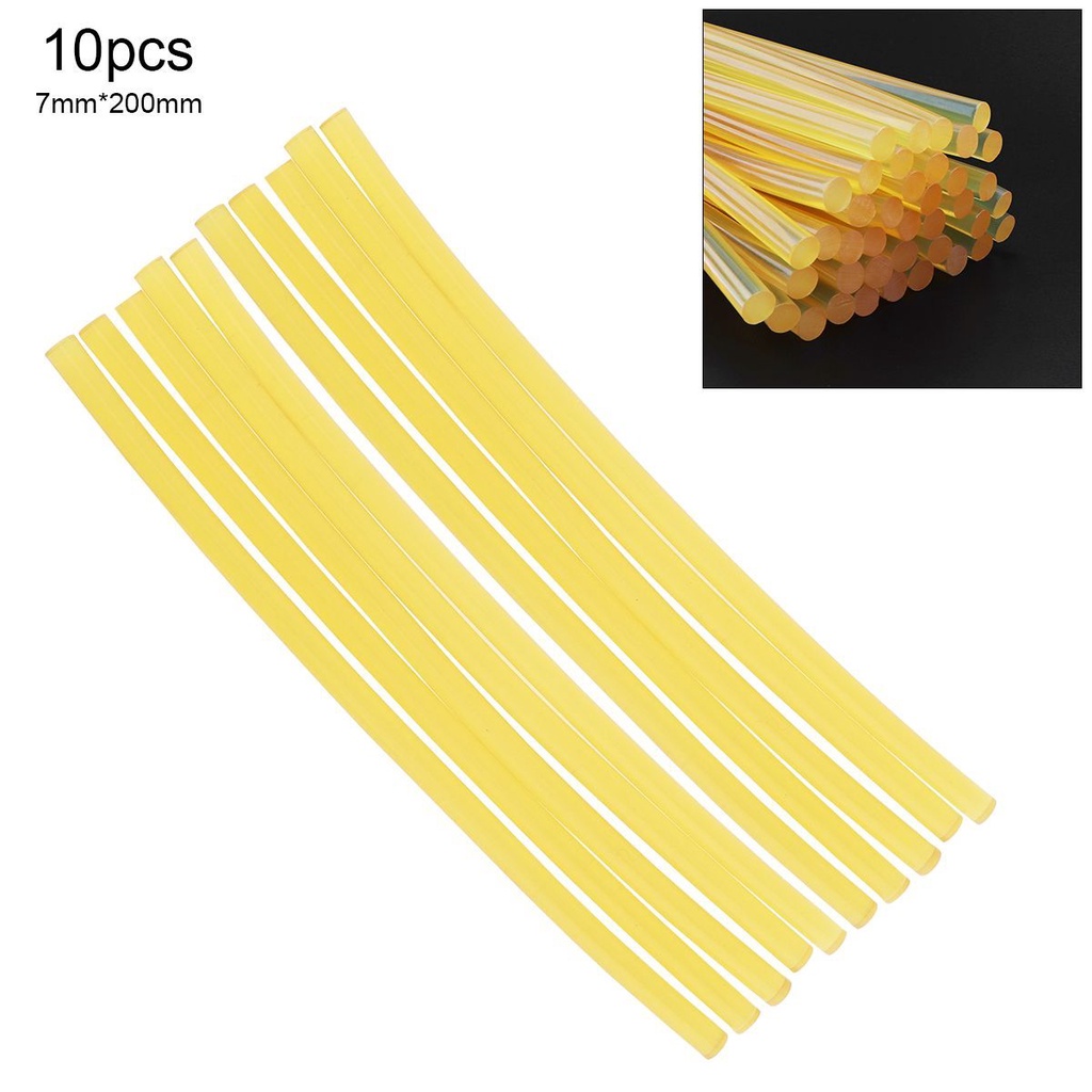 Bộ 10 Cây Keo Nến Màu Vàng Trong Suốt 7x200mm