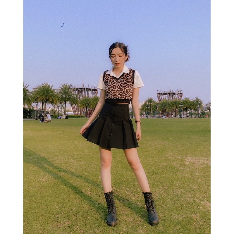 [Mã WASKT304 giảm 15% tối đa 30K đơn 99K] Áo gile croptop kẻ ziczac đen trắng (áo gile Hàn Ulzzang) | BigBuy360 - bigbuy360.vn