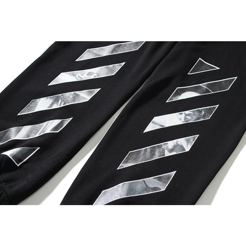 Off-white Quần Dài Chất Liệu Cotton Thiết Kế Giản Dị In Hình Cá Tính