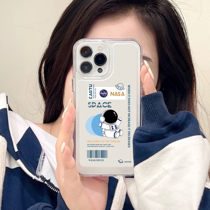 Fashion Brand Cartoon Spaceman Iphone14 Apple 13 Phone Case 12promax Transparent XR/7 Protection 8Plus 5J8j
