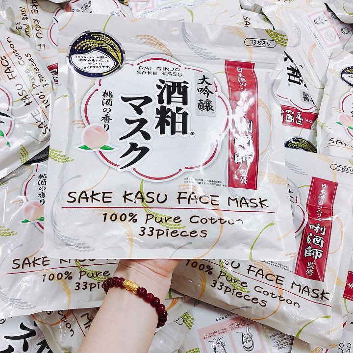 Mặt Nạ Bã Rượu Sake Kasu Face Mask 33 Miếng Nhật Bản | Zicxabooks