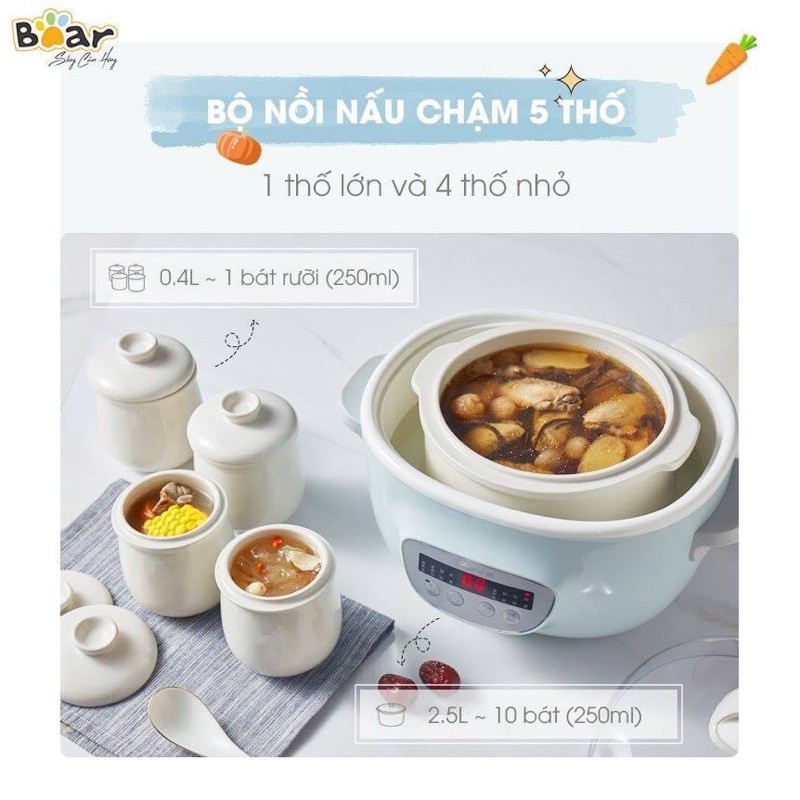 Nồi nấu cháo Bear 2.5l