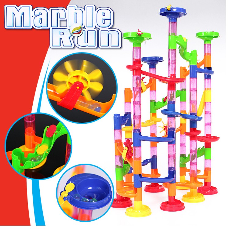 Mô hình lắp ghép tháp lăn bi 105 chi tiết - Trò chơi lắp ghép marble run