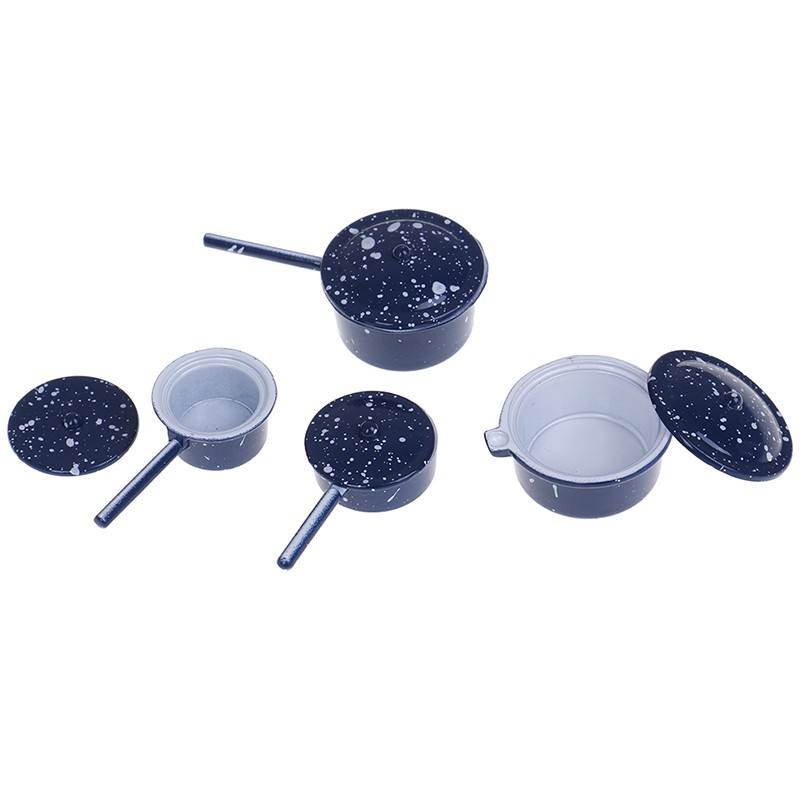 [superhomestore]4Pcs/set 1:12 Dollhouse miniature metal cooking pan pot kitchen cookware