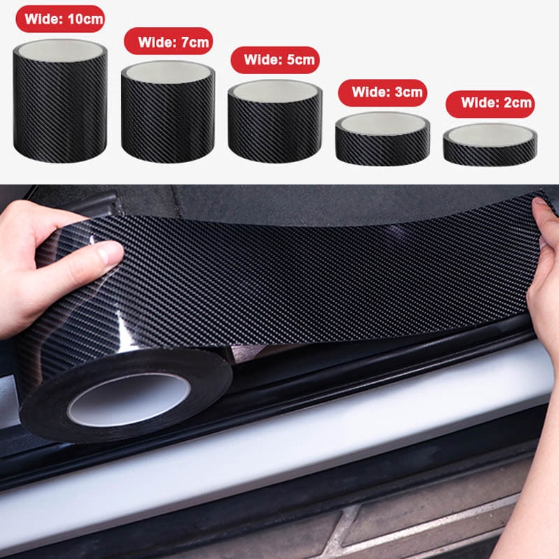 3/5/7/10cm Car Style 5D Carbon Film Stickers Side Doors Protect Nano Car Trunk Door Sill Full Body Vinyl Stickers Accessories