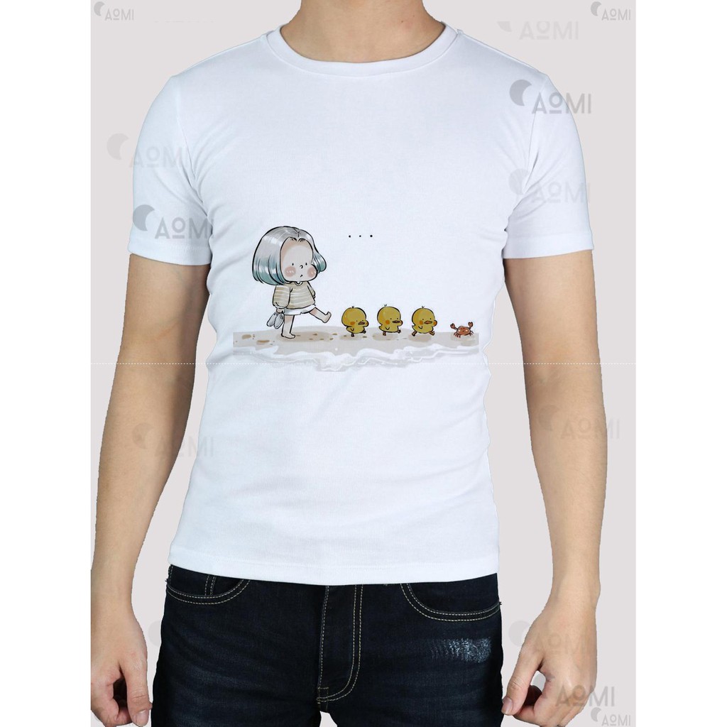 ÁO THUN NAM NỮ AT1714 ANIME GIRL VÀ VỊT CON THỜI TRANG AOMI unisex PHONG CÁCH CÁ TÍNH ĐẸP