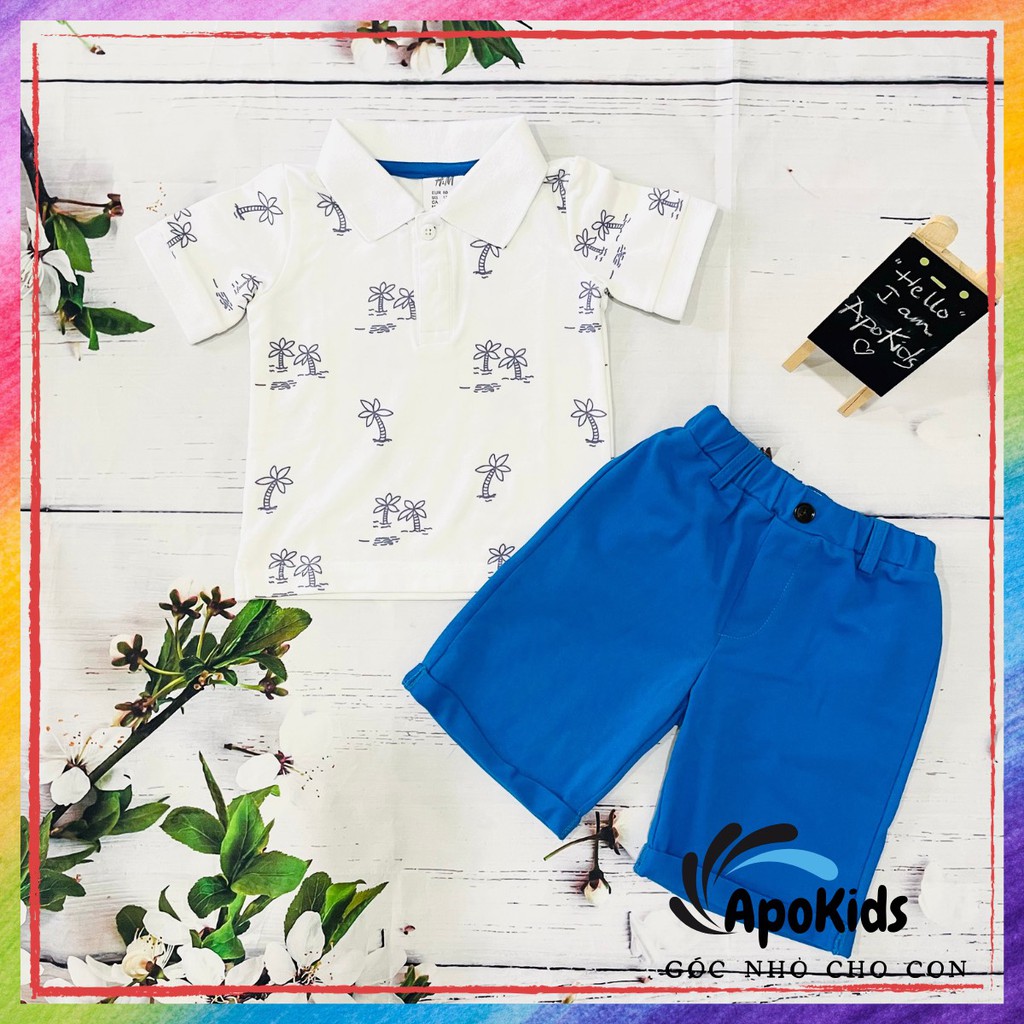 (Ảnh thật) Set H.M Po.lo xuất hoạ tiết cây dừa cho bé trai siêu đẹp