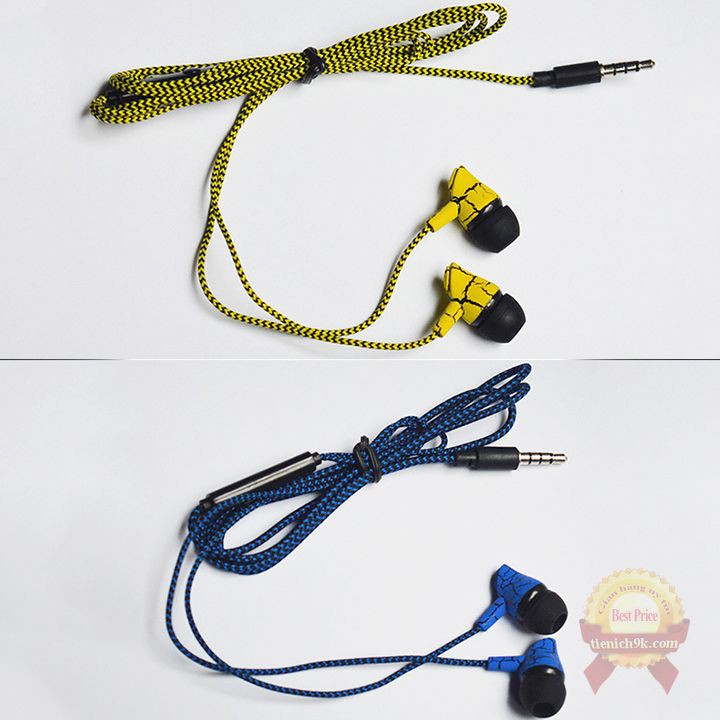 Tai nghe điện thoại dây dù chống rối siêu bass Có Mic in-ear nhét tai thế hệ mới Nghe Gọi chống ồn Qual