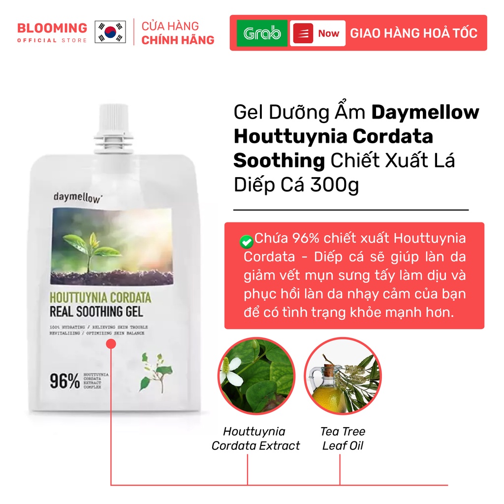 Gel Dưỡng Ẩm Daymellow Houttuynia Cordata Soothing Chiết Xuất Lá Diếp Cá 300g