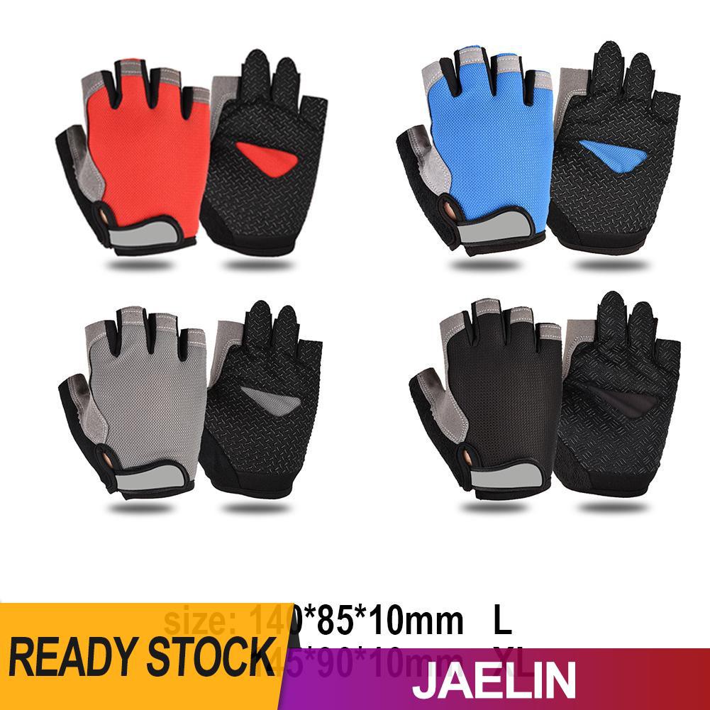 Găng tay thể thao hở nửa ngón phối lưới thoáng khí chống trượt cho nam nữ