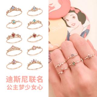 Disney Đồng Thương Hiệu Công Chúa Series Nhẫn Phiên Bản Hàn Quốc Cô Gái Trái Tim ins Ánh Sáng Sang Trọng Siêu Cổ Tích Nhẫn Bạc Sterling