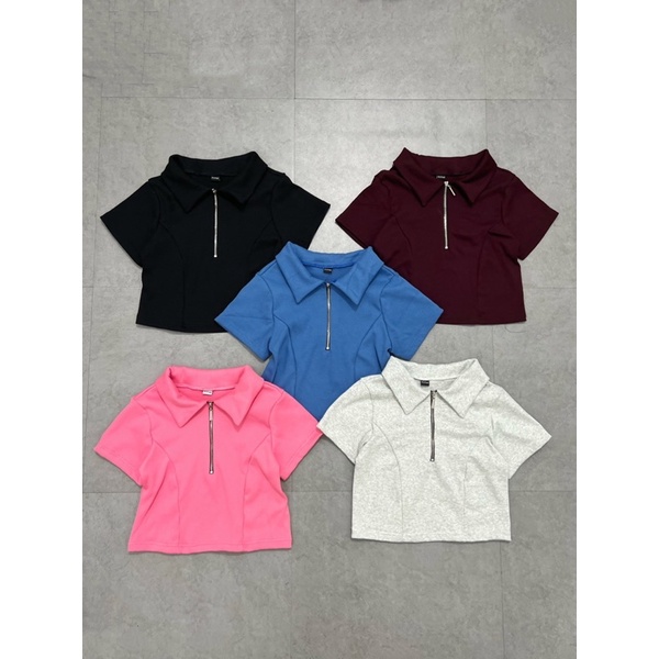 POLO CROPTOP▪️Áo Polo khoá zip tay ngắn