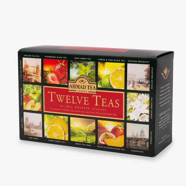 Bộ sưu tập 12 vị trà Anh Quốc (hộp giấy) - Ahmad Twelves Tea (túi lọc có bao thiếc - 60 túi/hộp)