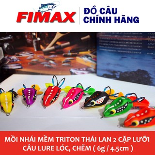Mồi câu lure cá lóc siêu nhạy, mồi mềm nhái giả câu cá lóc bông 2 cặp lưỡi Mambo frog