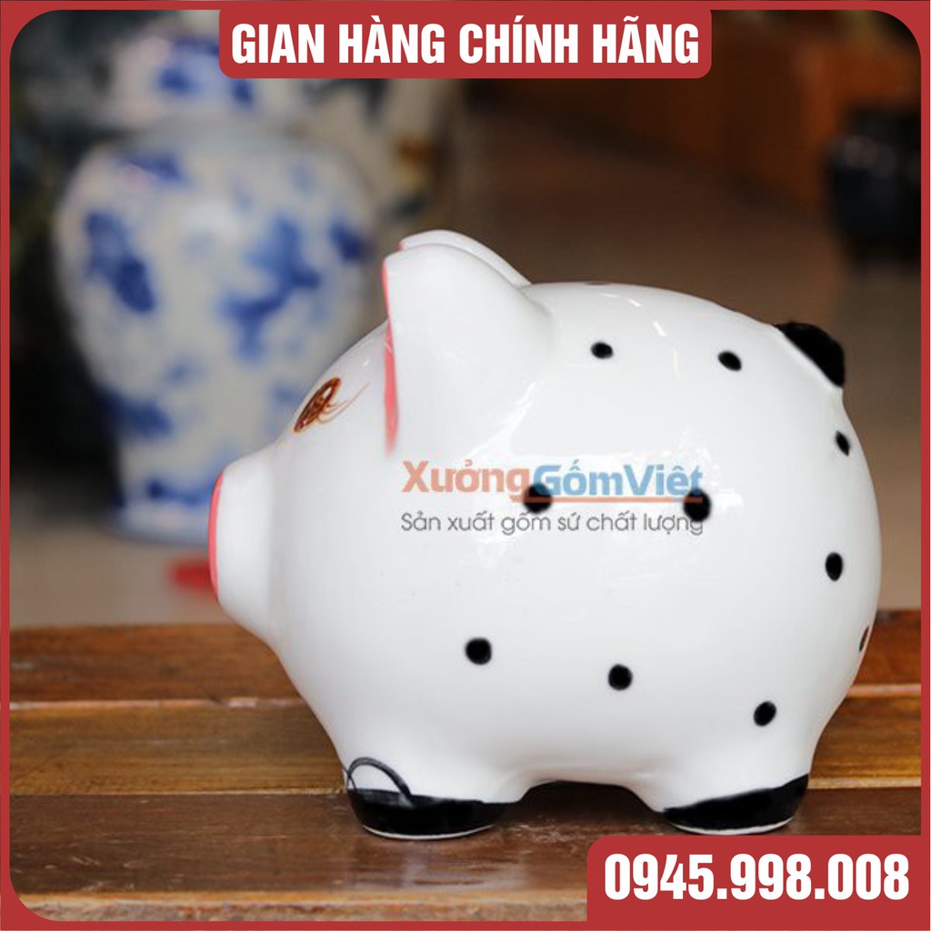 [BÁT TRÀNG] HEO ĐẤT TIẾT KIỆM LỢN TAI ĐỎ CHẤM BI GỐM SỨ BÁT TRÀNG CAO CẤP - HÀNG GỐM SỨ AN TOÀN CHO BÉ - XƯỞNG GỐM VIỆT