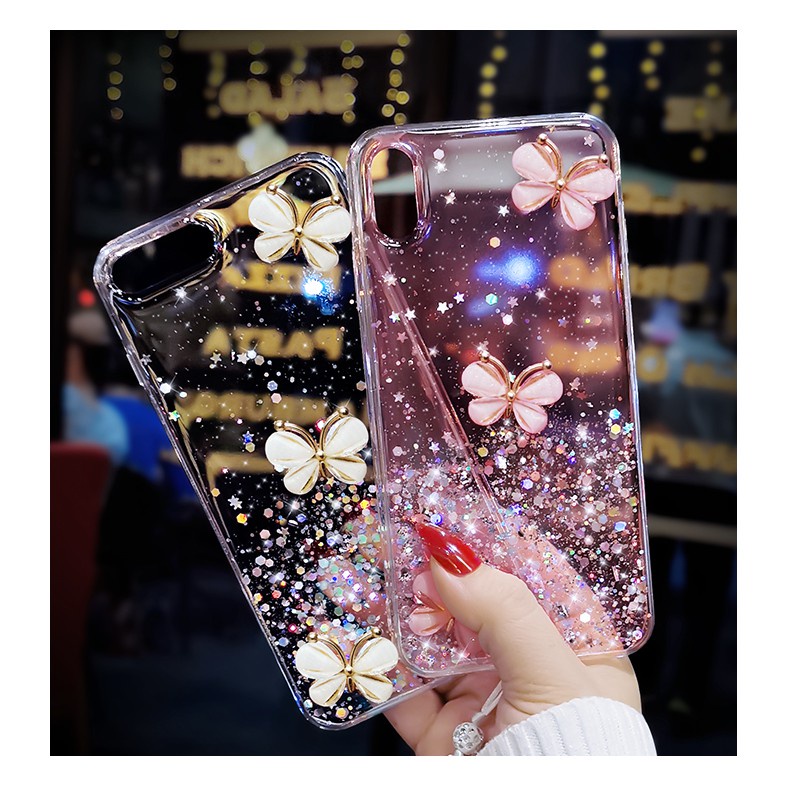 Huawei Honor 10 7X 7A Y6P Y6S Y5P Y7P Y9 Y7 Y5 Y6 Prime lite 2018 2019  P40 Pro+ Soft Glitter Buttfly Phone Case Clear Cover